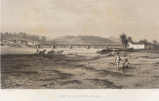 Vista histórica da Ponte Velha sobre o rio Paraíba do Sul, em 1861